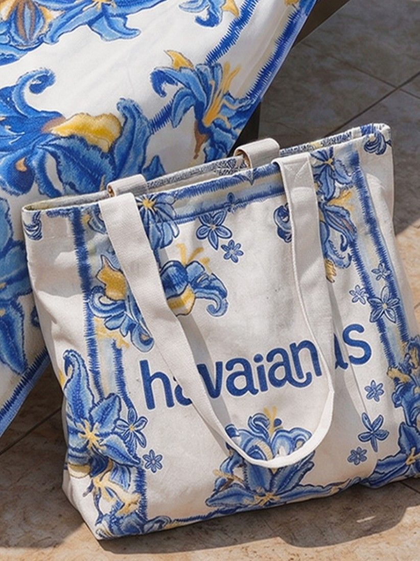 Saco de Praia Havaianas XL Print Branco e Azul