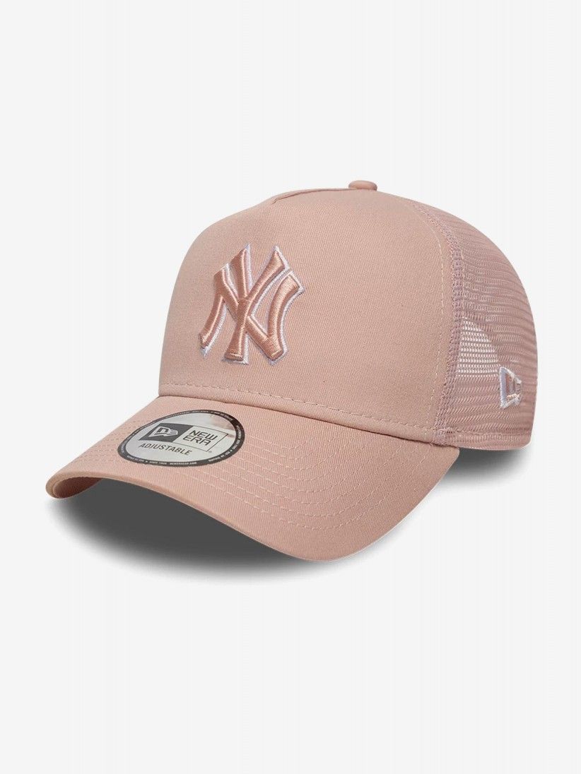 New Era New York Yankees Outline 9FORTY E-Frame Trucker Pink Cap New Era New York Yankees Outline 9FORTY E-Frame Trucker Pink Cap