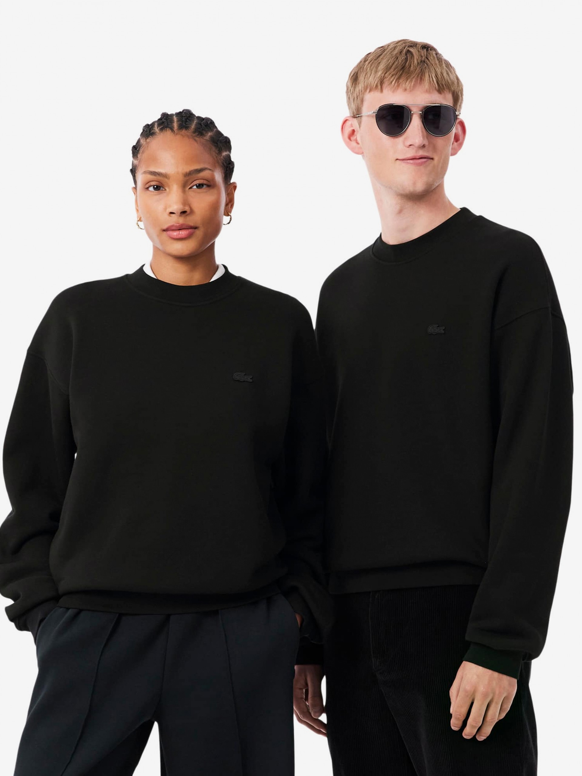 Lacoste Loose Fit Heavy Fleece Black Sweater