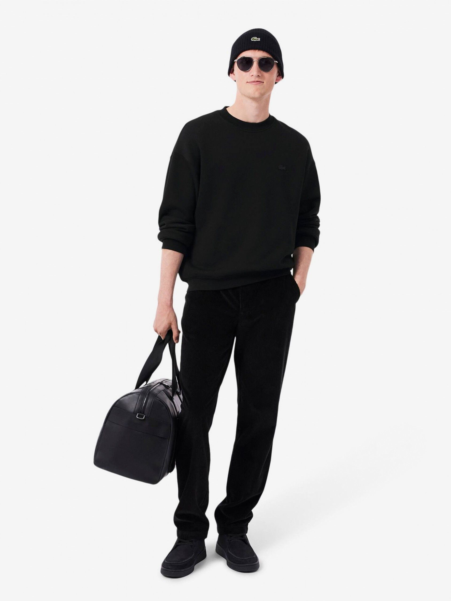 Lacoste Loose Fit Heavy Fleece Black Sweater