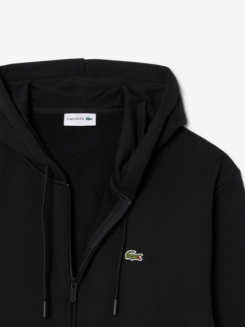 Chaqueta con Capucha Lacoste Zipped Fleece Negra Chaqueta con Capucha Lacoste Zipped Fleece Negra