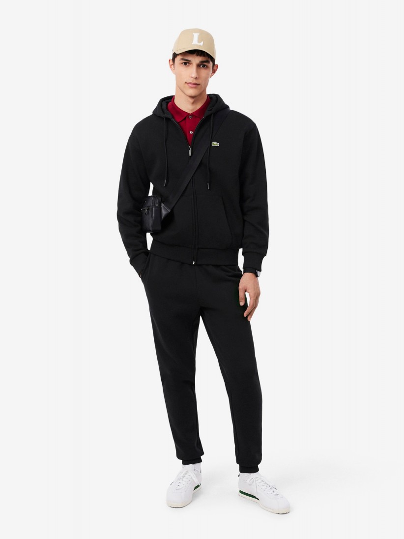 Chaqueta con Capucha Lacoste Zipped Fleece Negra Chaqueta con Capucha Lacoste Zipped Fleece Negra