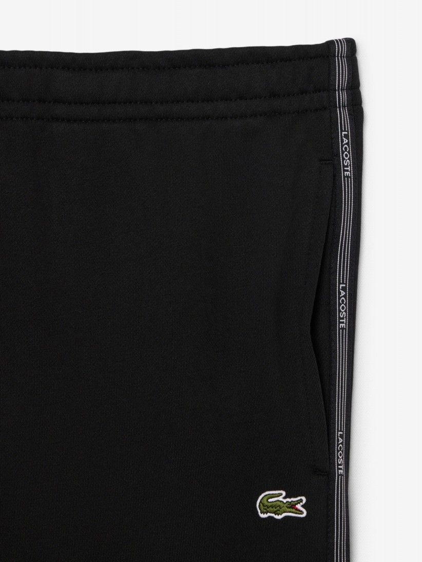 Pantalones de Chándal Lacoste con Raya y Logo Negros Pantalones de Chándal Lacoste con Raya y Logo Negros