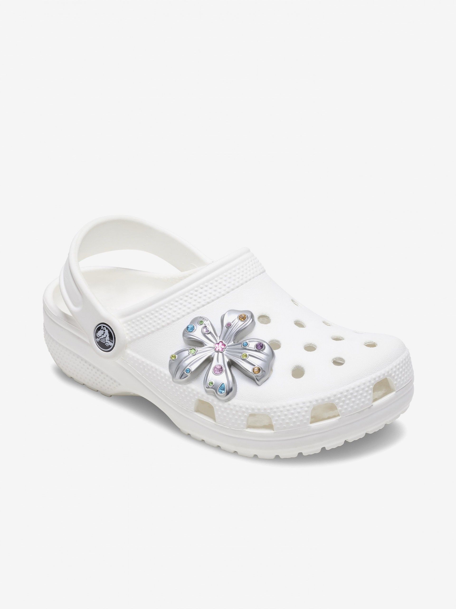 Pin Crocs Jibbitz Flor Prateada