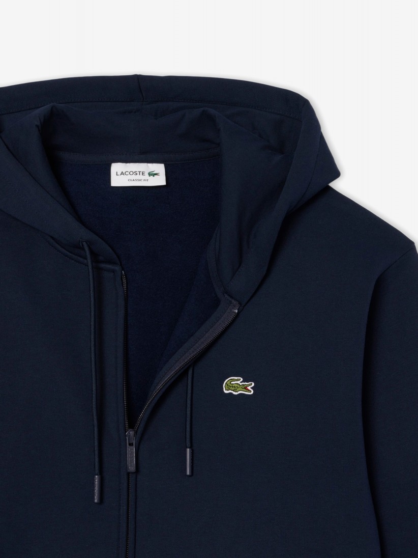 Casaco com Capuz Lacoste Zipped Fleece Azul Casaco com Capuz Lacoste Zipped Fleece Azul