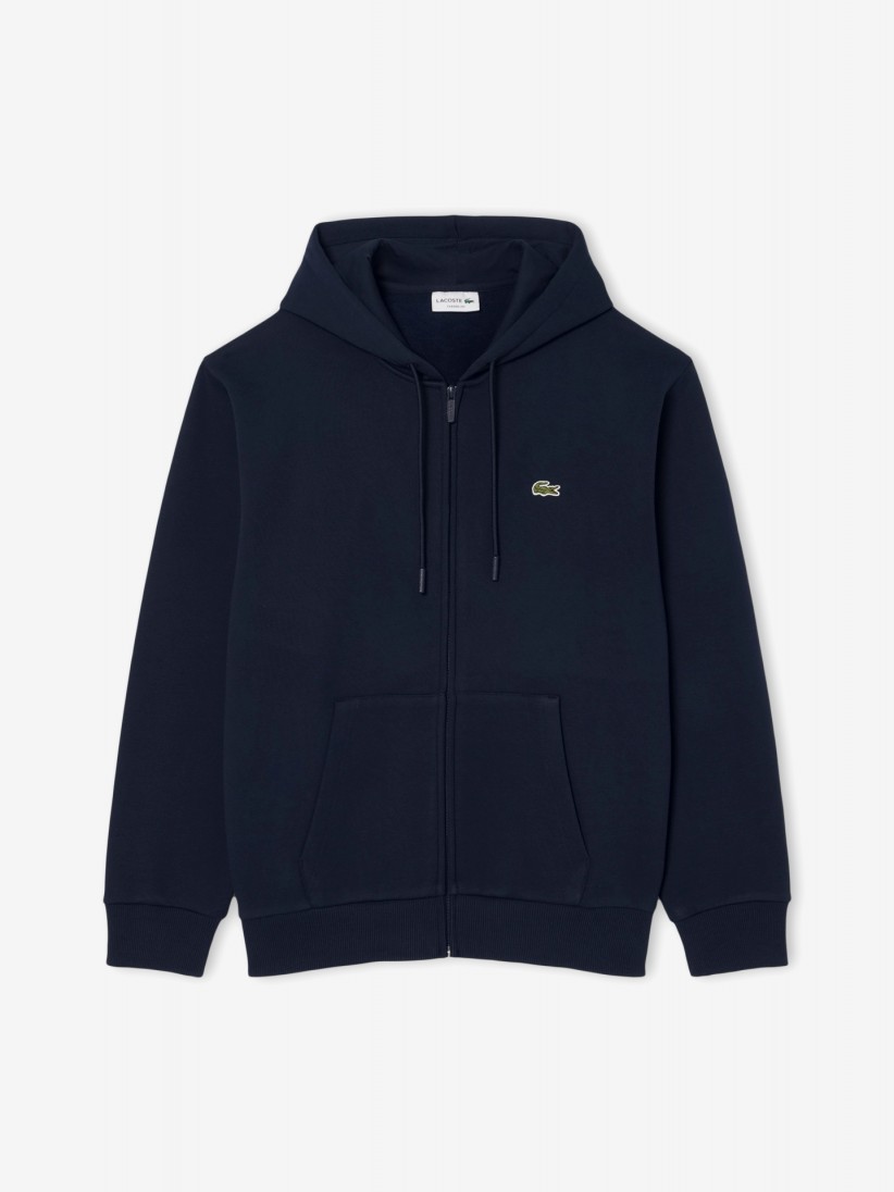 Casaco com Capuz Lacoste Zipped Fleece Azul Casaco com Capuz Lacoste Zipped Fleece Azul
