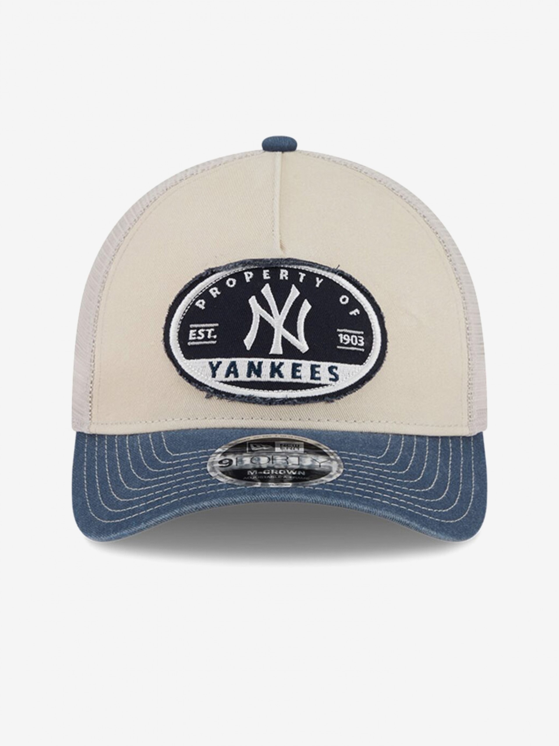 Boné New Era New York Yankees 9FORTY M-Crown A-Frame Fray Bege e Azul