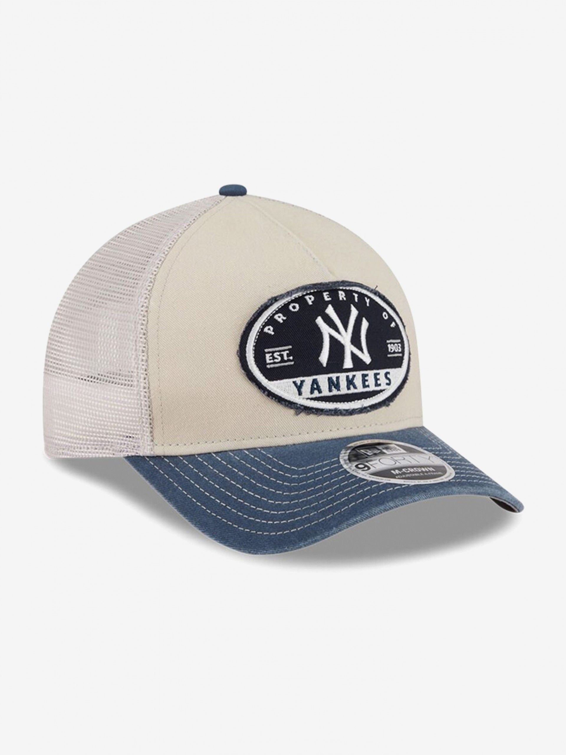 New Era New York Yankees 9FORTY M-Crown A-Frame Fray Beige and Blue Cap