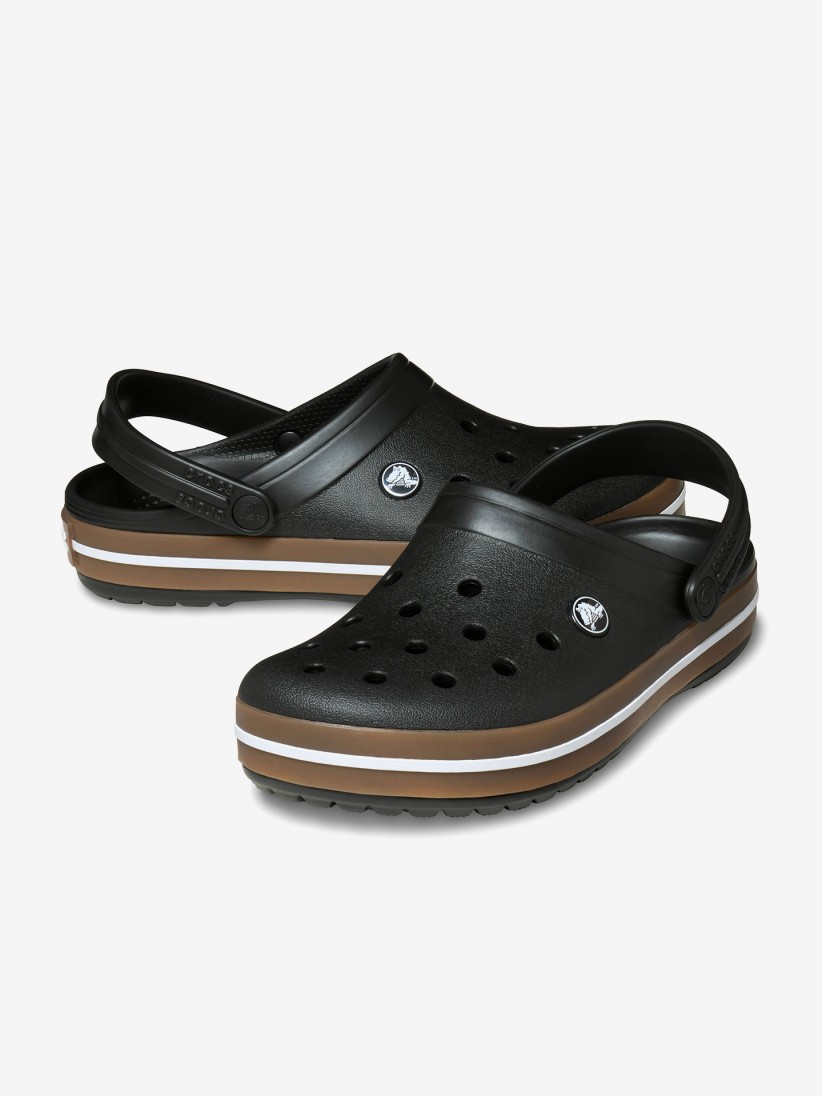 Sandálias Crocs Crocband Gum Clog Pretas e Castanhas Sandálias Crocs Crocband Gum Clog Pretas e Castanhas