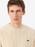 Camisola Lacoste de Malha e L� Cardada Crew Bege