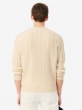 Camisola Lacoste de Malha e L� Cardada Crew Bege