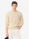 Camisola Lacoste de Malha e L� Cardada Crew Bege