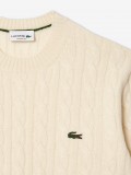 Camisola Lacoste de Malha e L� Cardada Crew Bege