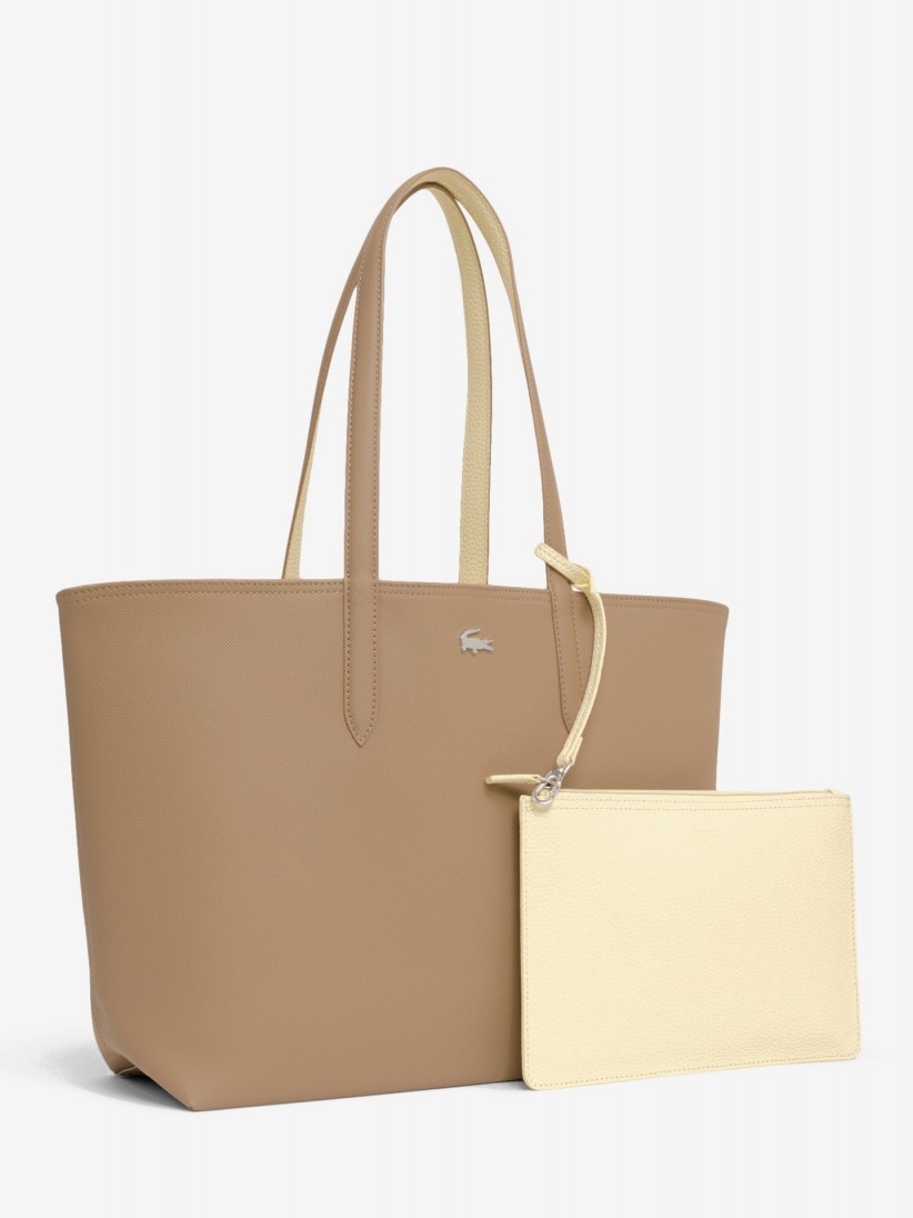 Bolso Tote Lacoste Anna Beige Reversible con Bolso Clutch