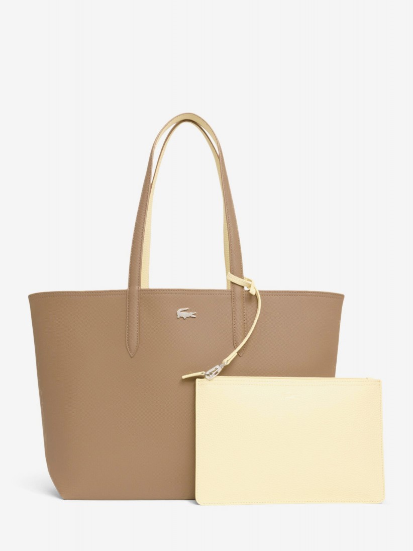 Bolso Tote Lacoste Anna Beige Reversible con Bolso Clutch
