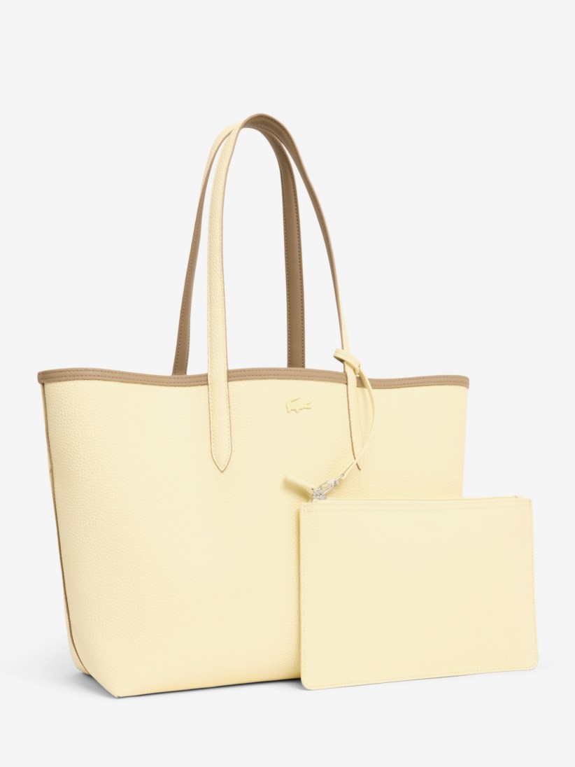 Bolso Tote Lacoste Anna Beige Reversible con Bolso Clutch