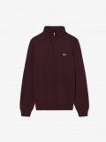Camisola com Fecho Lacoste de Gola Alta em Algod�o Bordeaux