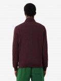 Camisola com Fecho Lacoste de Gola Alta em Algod�o Bordeaux