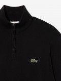 Camisola com Fecho Lacoste de Gola Alta em Algod�o Preta