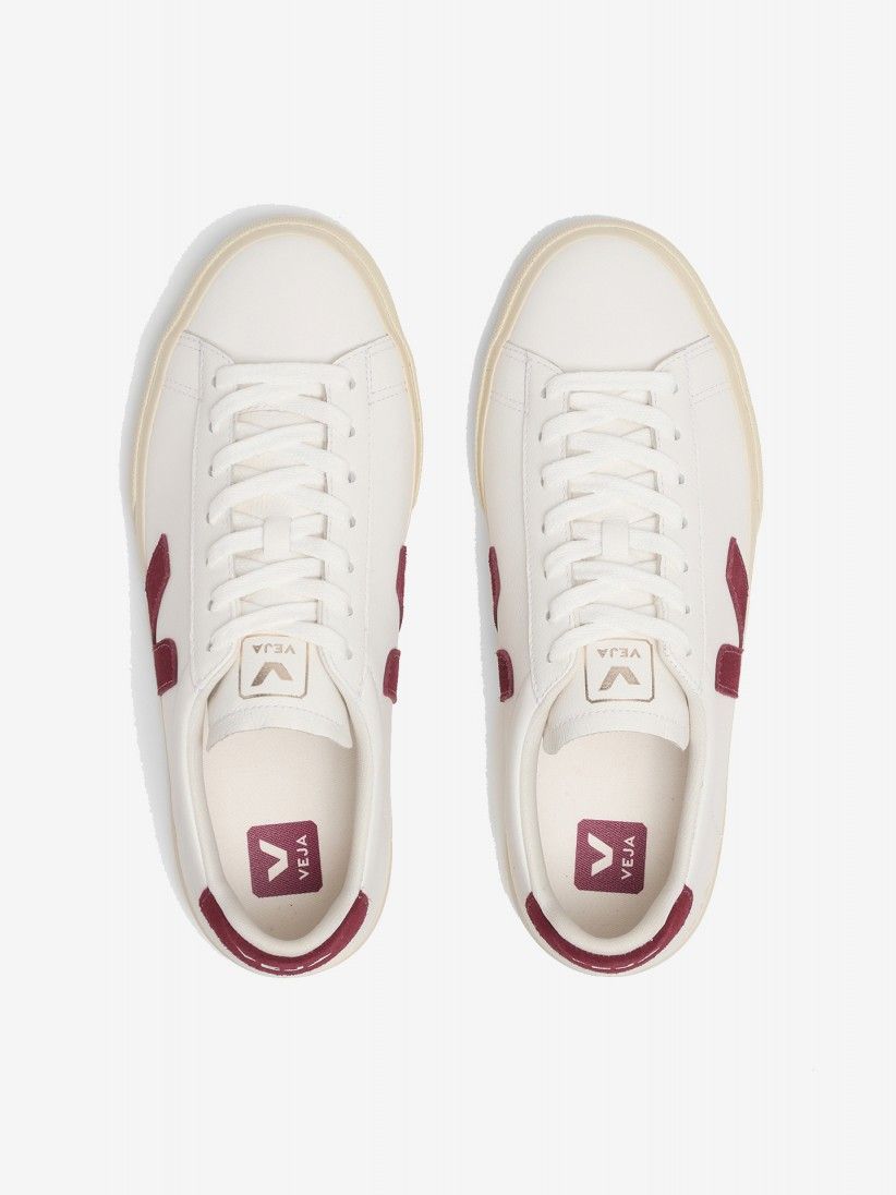 VEJA Campo Chromefree Leather White and Burgundy Sneakers VEJA Campo Chromefree Leather White and Burgundy Sneakers