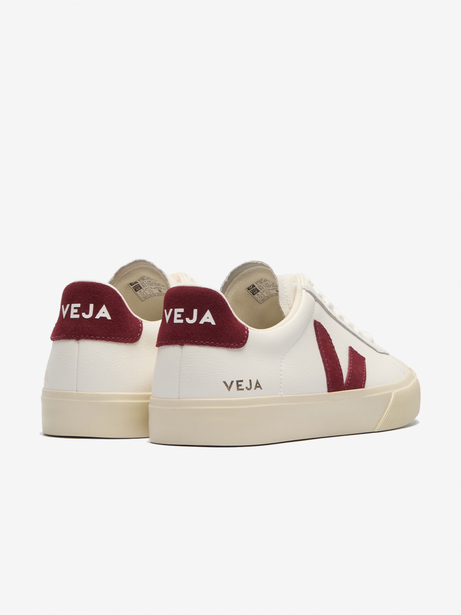 VEJA Campo Chromefree Leather White and Burgundy Sneakers