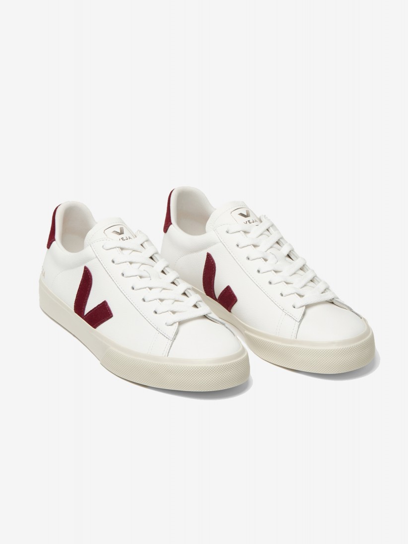 VEJA Campo Chromefree Leather White and Burgundy Sneakers VEJA Campo Chromefree Leather White and Burgundy Sneakers