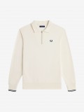 Sudadera con Cremallera Fred Perry Collared Beige y Azul Sudadera con Cremallera Fred Perry Collared Beige y Azul