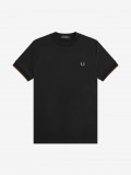 Camiseta Fred Perry Mesh Cuff Negra Camiseta Fred Perry Mesh Cuff Negra