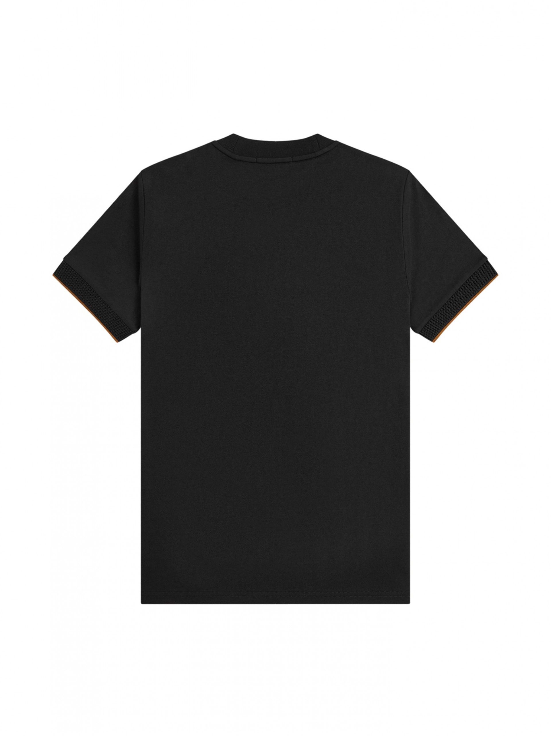 Camiseta Fred Perry Mesh Cuff Negra y Camel