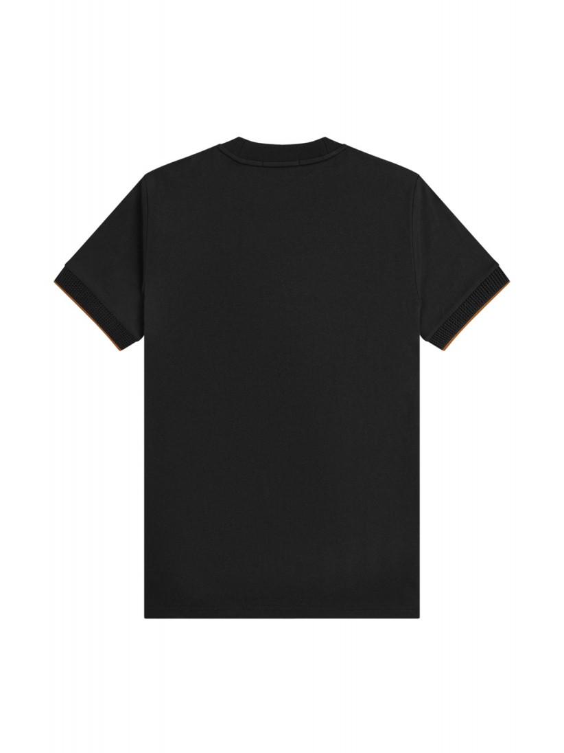 Camiseta Fred Perry Mesh Cuff Negra Camiseta Fred Perry Mesh Cuff Negra
