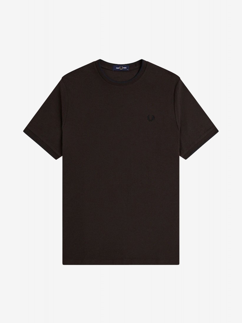 T-shirt Fred Perry Trim Detail Crepe Piqu� Castanha