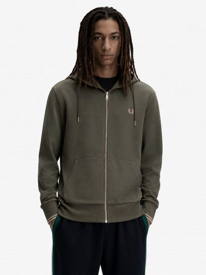 Casaco com Capuz Fred Perry Zip Through Verde