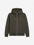 Casaco com Capuz Fred Perry Zip Through Verde Casaco com Capuz Fred Perry Zip Through Verde