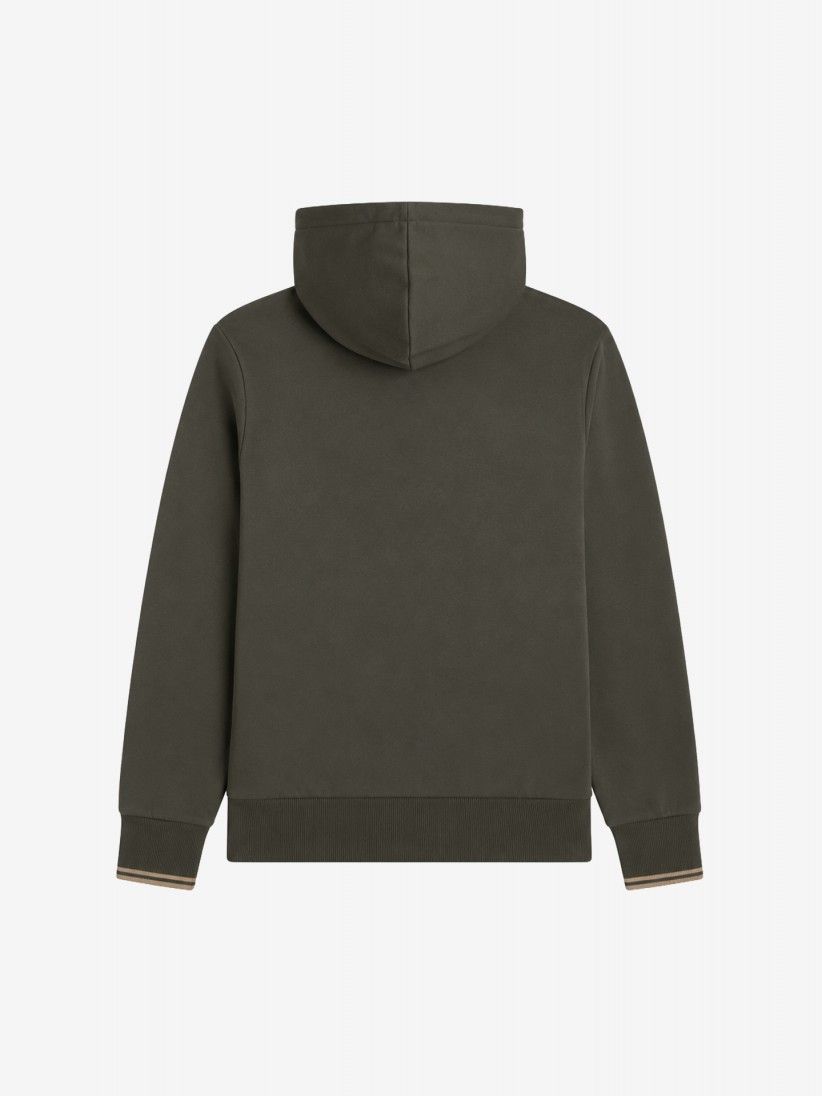 Casaco com Capuz Fred Perry Zip Through Verde Casaco com Capuz Fred Perry Zip Through Verde