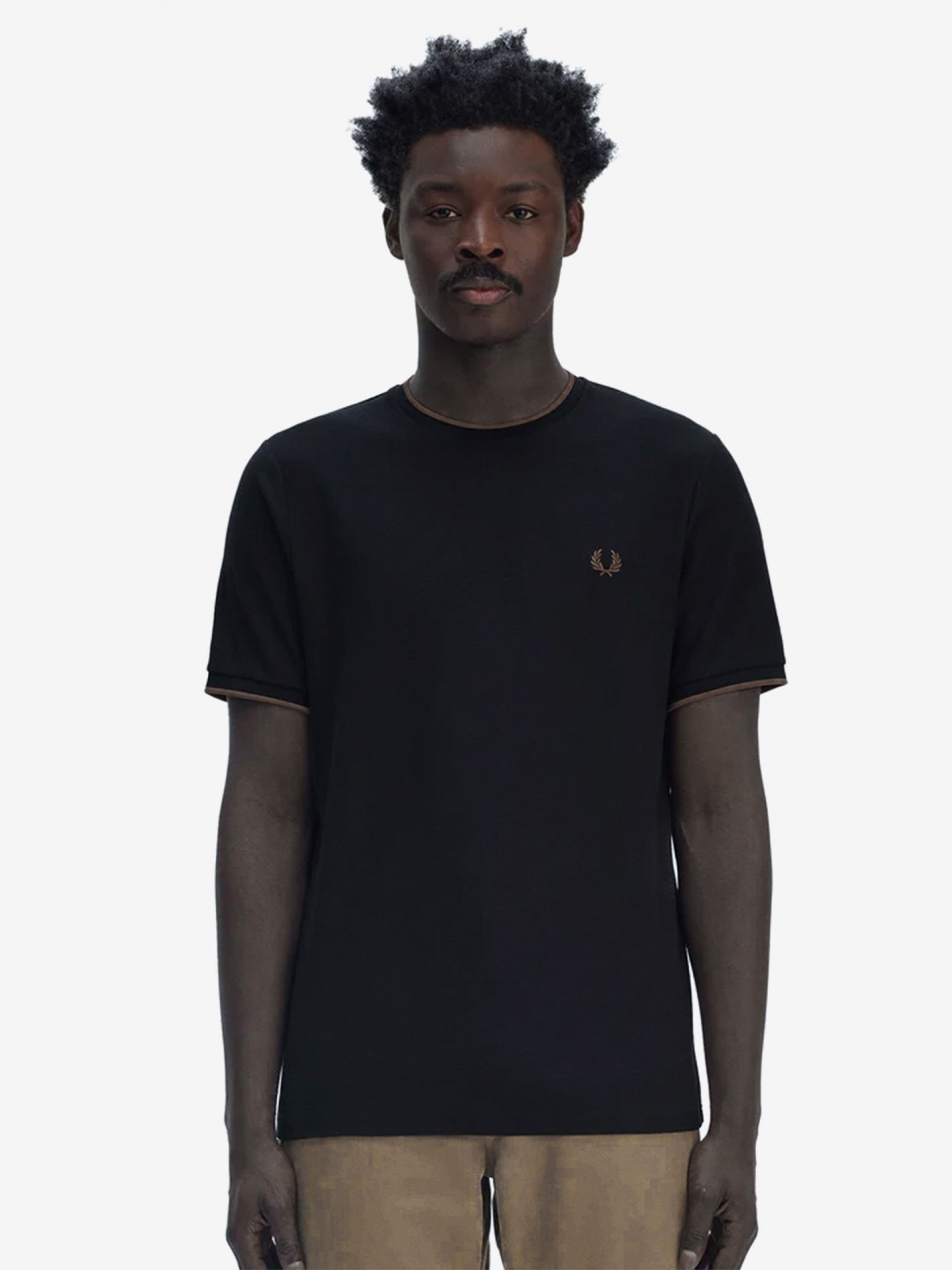 Fred Perry Trim Detail Crepe Piqué Blue T-shirt