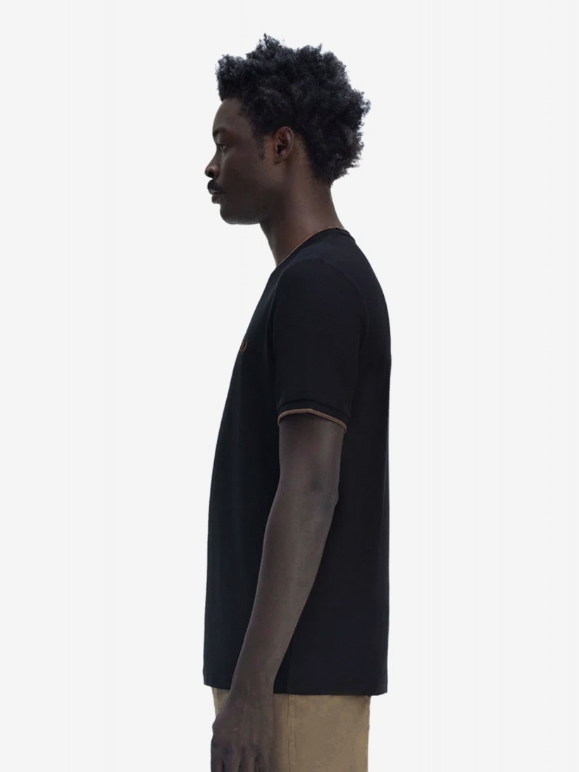 Camiseta Fred Perry Trim Detail Crepe Piqué Azul Camiseta Fred Perry Trim Detail Crepe Piqué Azul