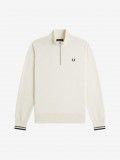 Fred Perry Half Zip Beige Zip Sweater