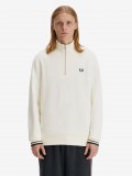 Fred Perry Half Zip Beige Zip Sweater
