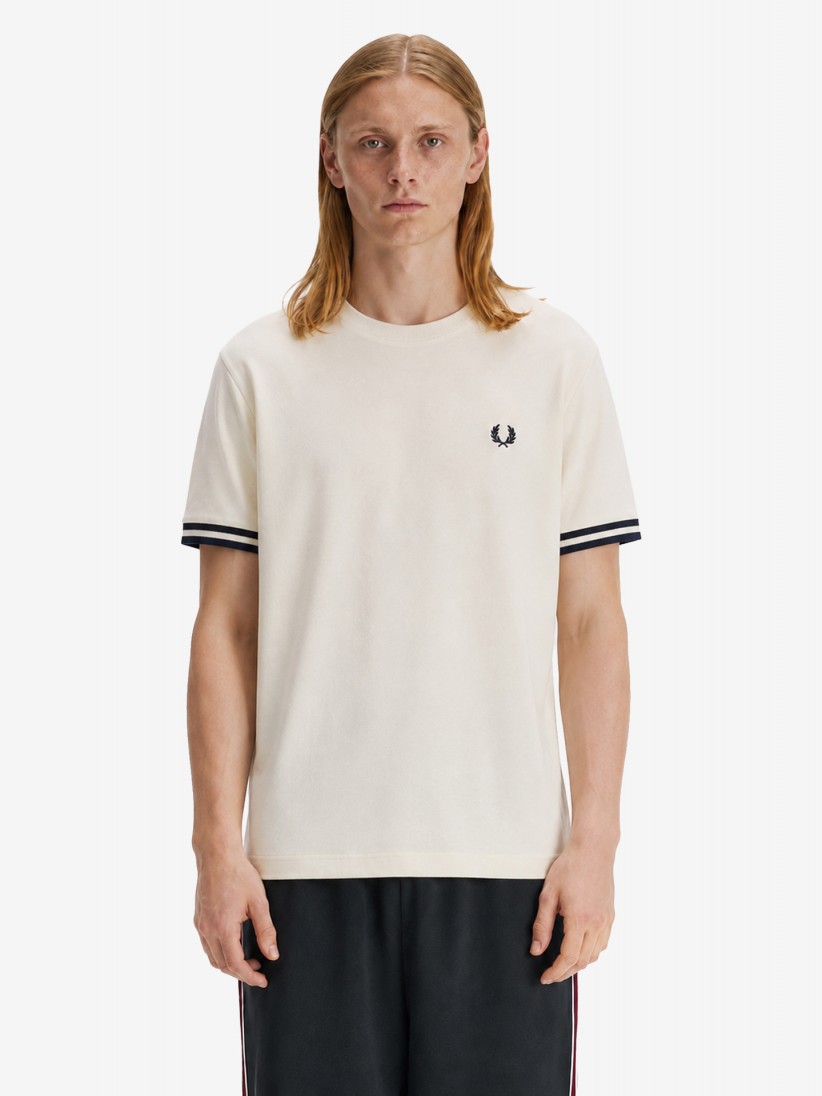 Camiseta Fred Perry Bold Tipped Beige y Azul Camiseta Fred Perry Bold Tipped Beige y Azul