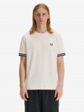 Camiseta Fred Perry Bold Tipped Beige y Azul Camiseta Fred Perry Bold Tipped Beige y Azul