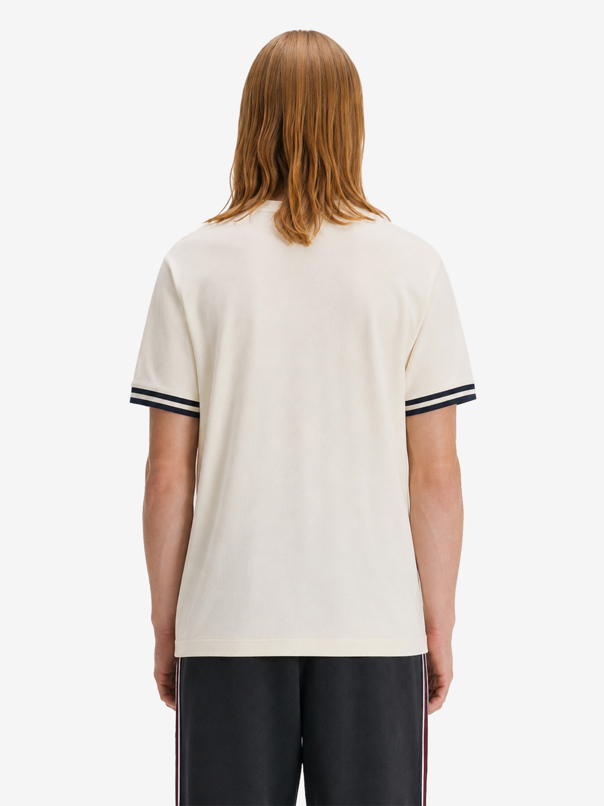 Fred Perry Bold Tipped Beige and Blue T-shirt