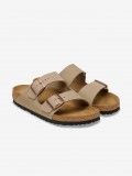Birkenstock Arizona Oiled Leather Beige Slides Birkenstock Arizona Oiled Leather Beige Slides
