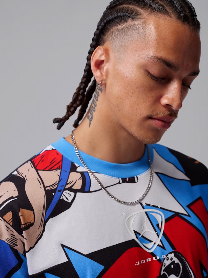 Nike Jordan Brooklyn Blue Printed T-shirt For Men