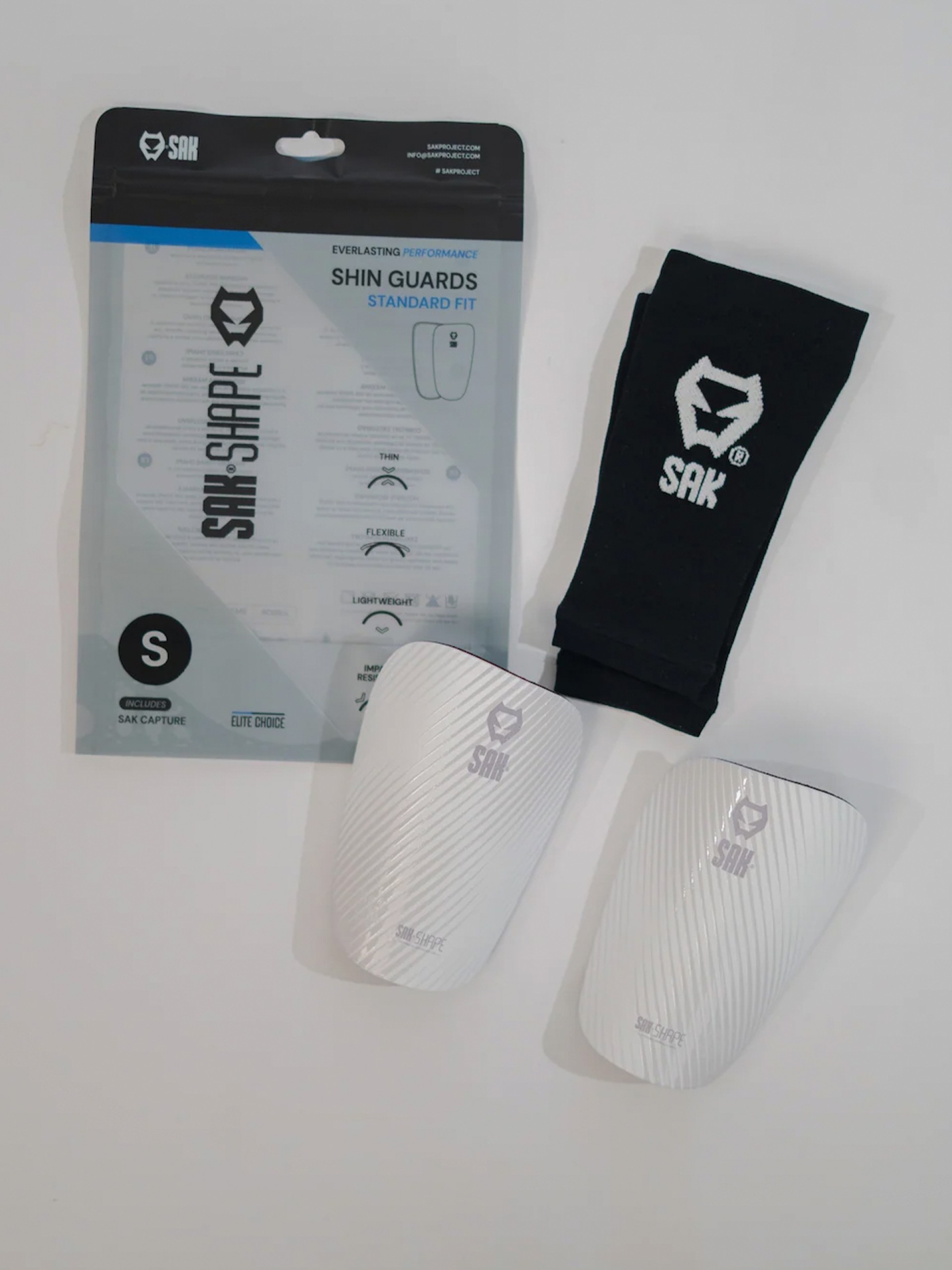 Sak Shape White Shin Guards