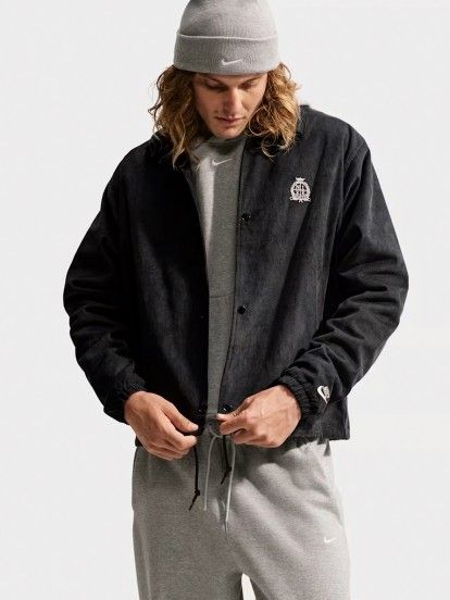 Nike Club Coaches Corduroy Black Jacket For Men