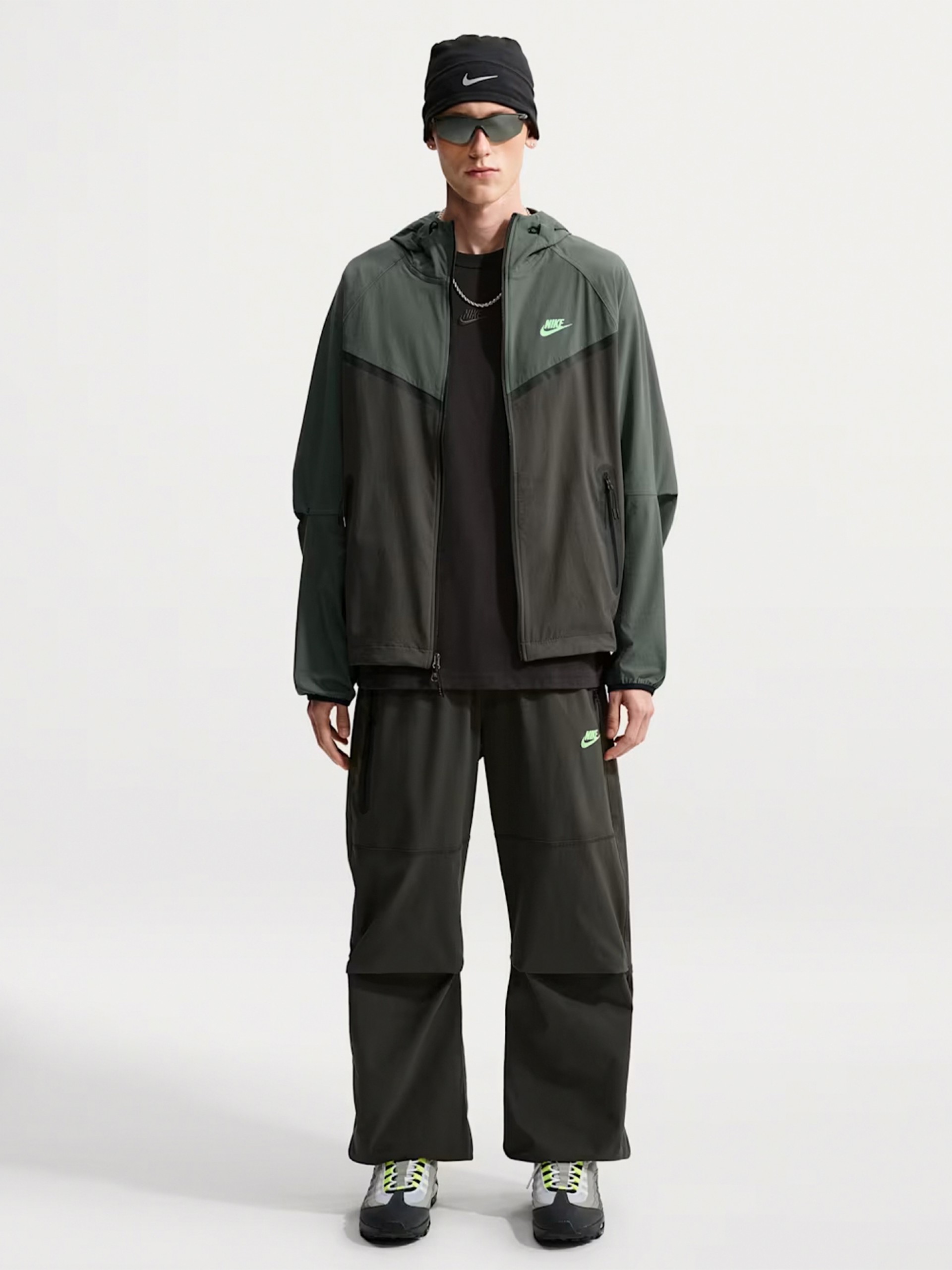 Nike Tech Dri-FIT Green Hooded Windbreaker Jacket For Men