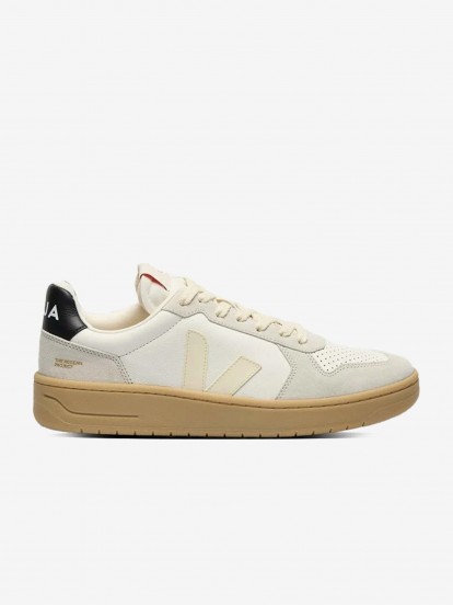 Sapatilhas VEJA V-82 Grained Leather Bege e Cinzentas