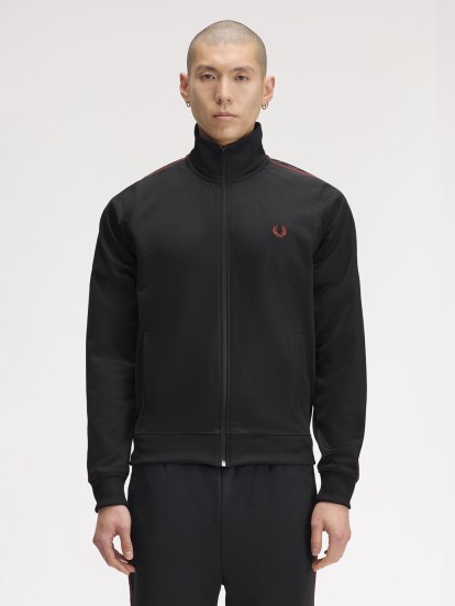 Fred Perry Contrast Tape Track Black Jacket Fred Perry Contrast Tape Track Black Jacket