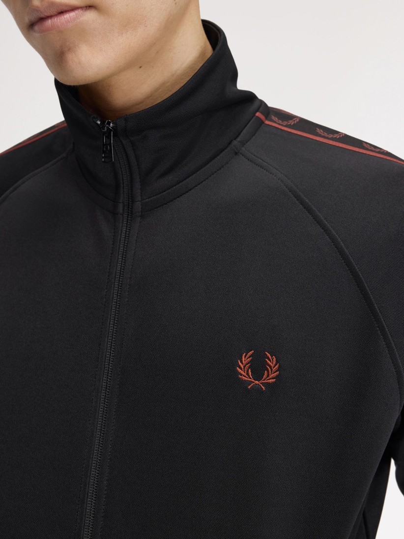 Fred Perry Contrast Tape Track Black Jacket Fred Perry Contrast Tape Track Black Jacket