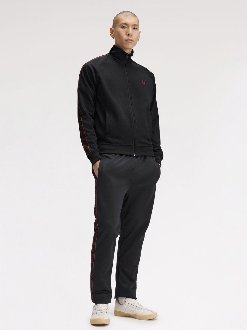 Fred Perry Contrast Tape Track Black Jacket Fred Perry Contrast Tape Track Black Jacket
